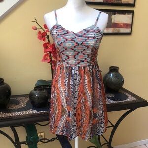 Band Of Gypsies Abstract Print Summer Mini Dress With Adjustable Straps Size XS